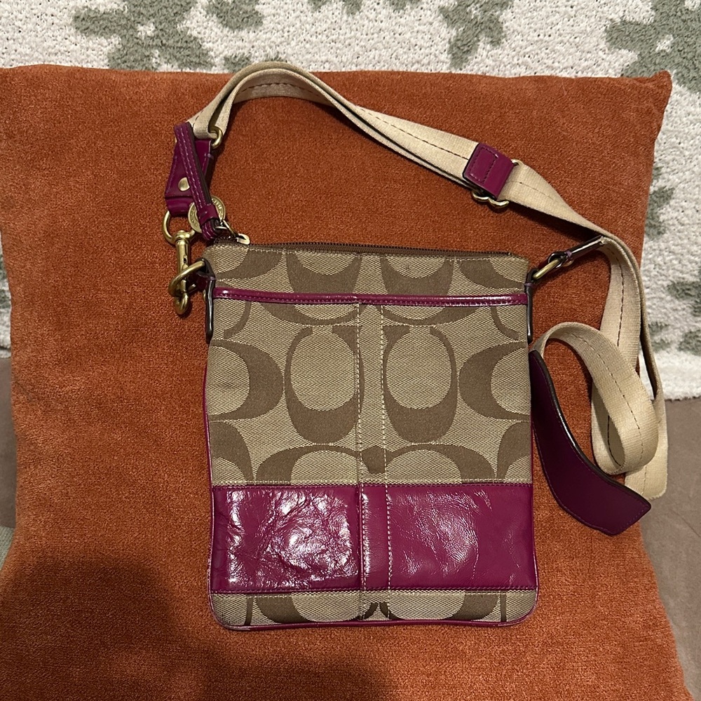 Coach Beige and Magenta Crossbody Bag